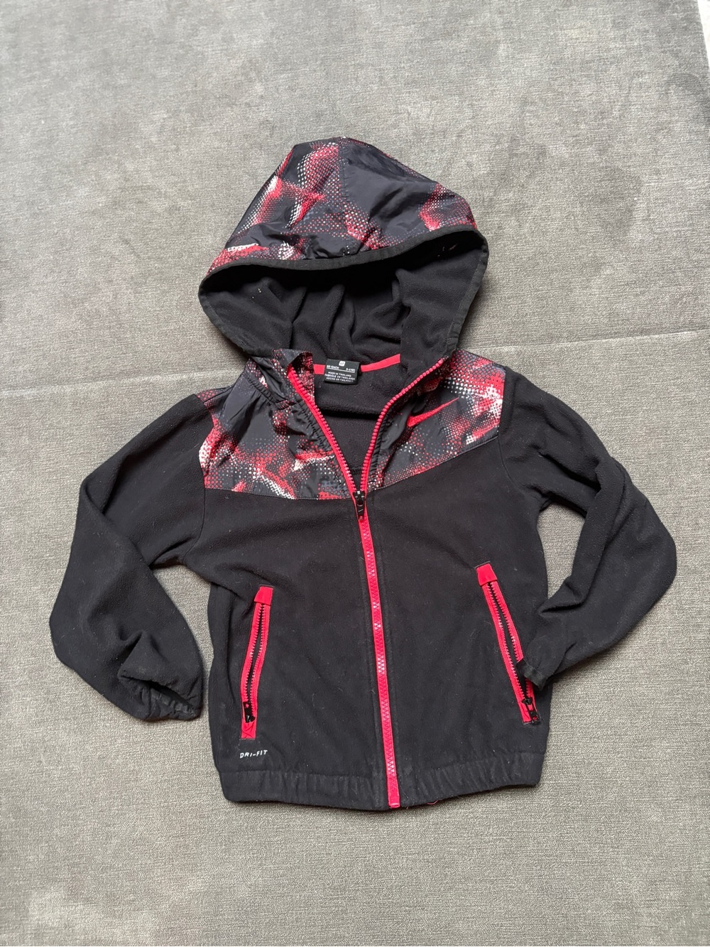 Nike Dri-FIT Black Red Hooded Jacket Size 4T